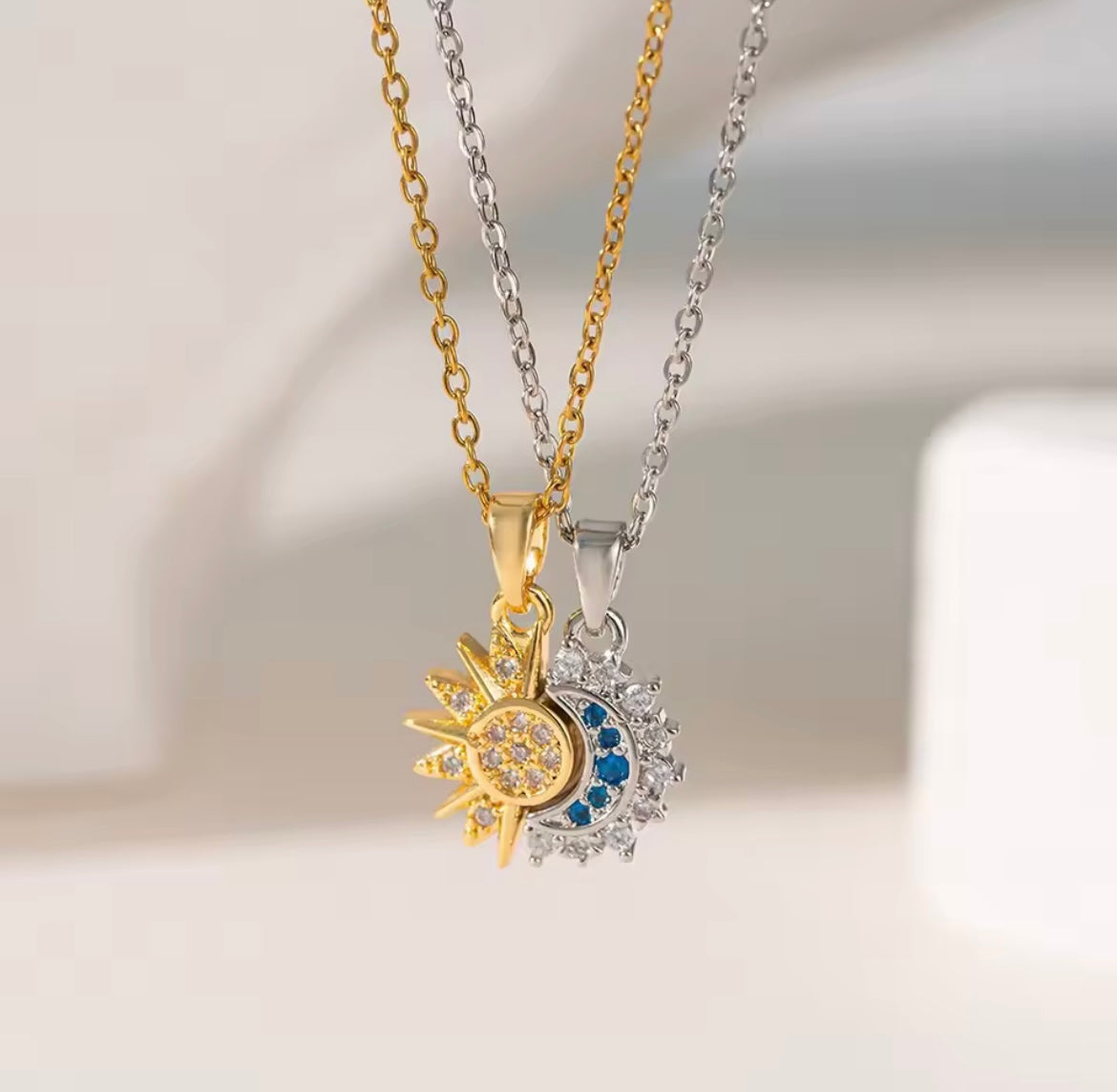 Sun and Moon Necklace Set