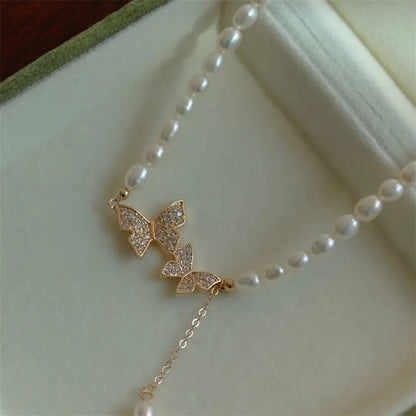 Butterfly Interrupted Pearl Choker