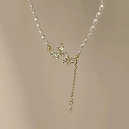 Butterfly Interrupted Pearl Choker