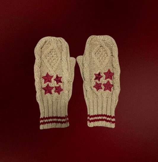 Red Star Patch Mittens