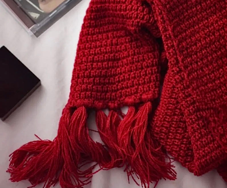 Christmas Bundle - Red Knit Scarf and Fisherman’s Cap