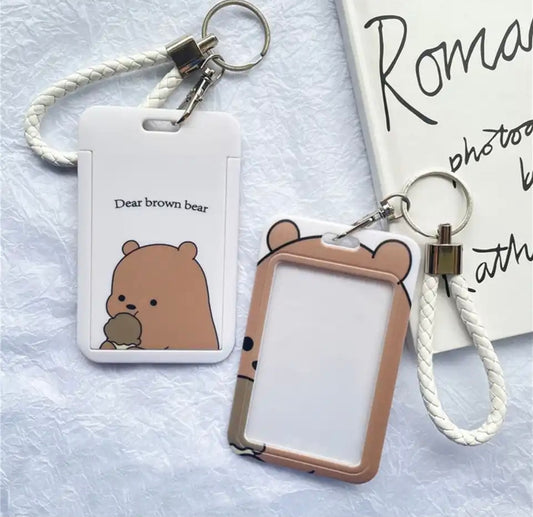 Teddy Bear Kpop Photo Card Holder Keychain